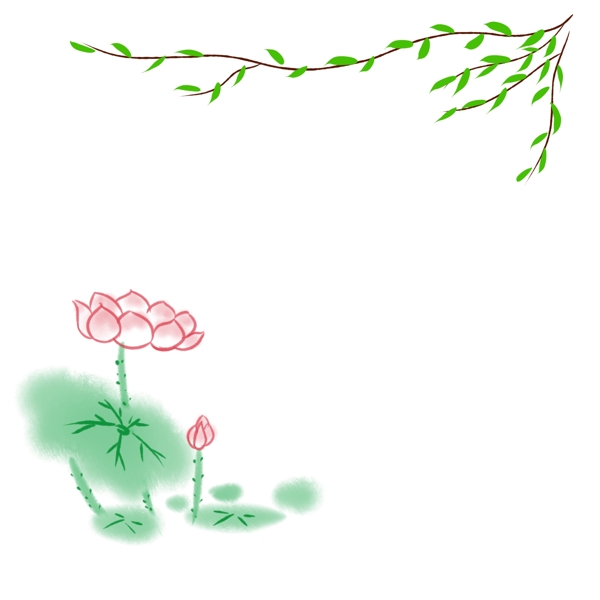 小清新夏季荷花邊框