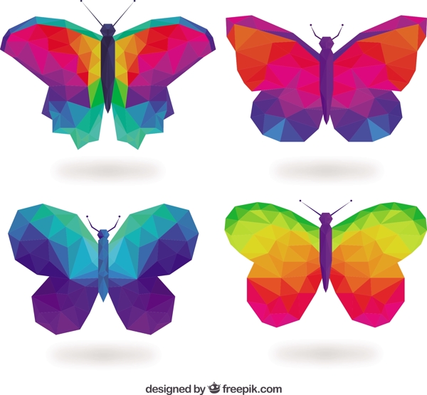 彩色蝴蝶在低聚风格