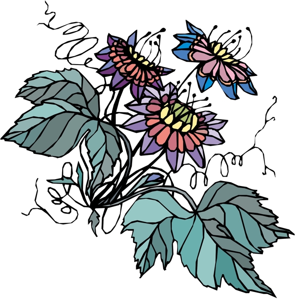 花朵花草鮮花矢量EPS格式1411
