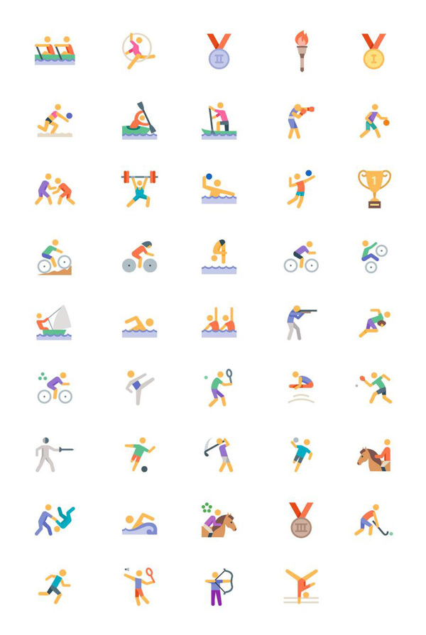 44枚奥运项目扁平图标sketch素材