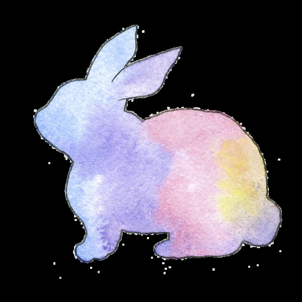 粉紫色渲染手绘兔子万圣节透明装饰素材