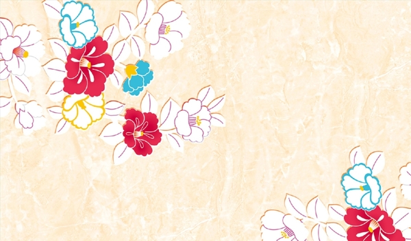 大理石纹彩色花朵背景墙