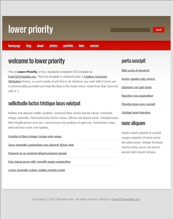 暗棕色标题信息网页模板