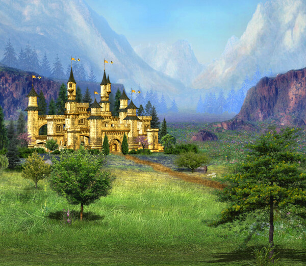 山河城堡画意H5背景图