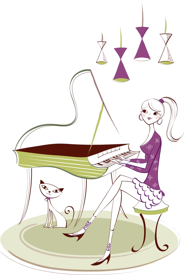 钢琴女孩图片