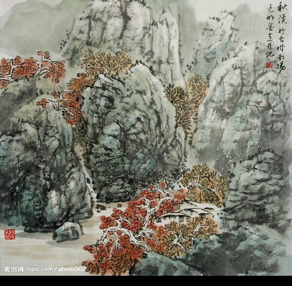 姜光明国画秋溪图片