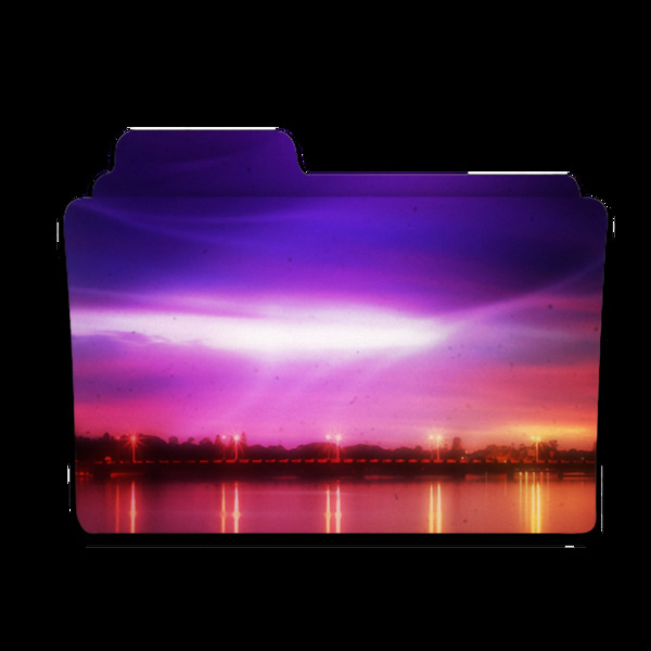 紫色夜景文件夹免抠png透明素材