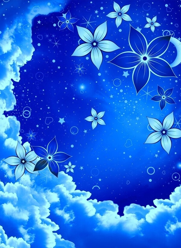 天花吊顶蓝色天空欧式花朵壁画