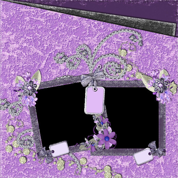 浪漫紫色相册内页模板png素材