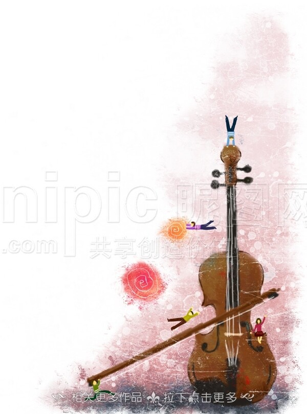 手绘小提琴图片