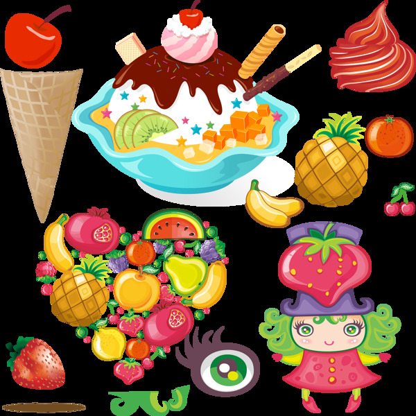 冰淇淋水果卡通PNG图片