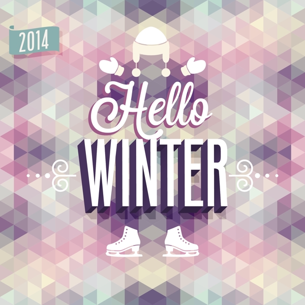 2014抽象冬季海报矢量素材