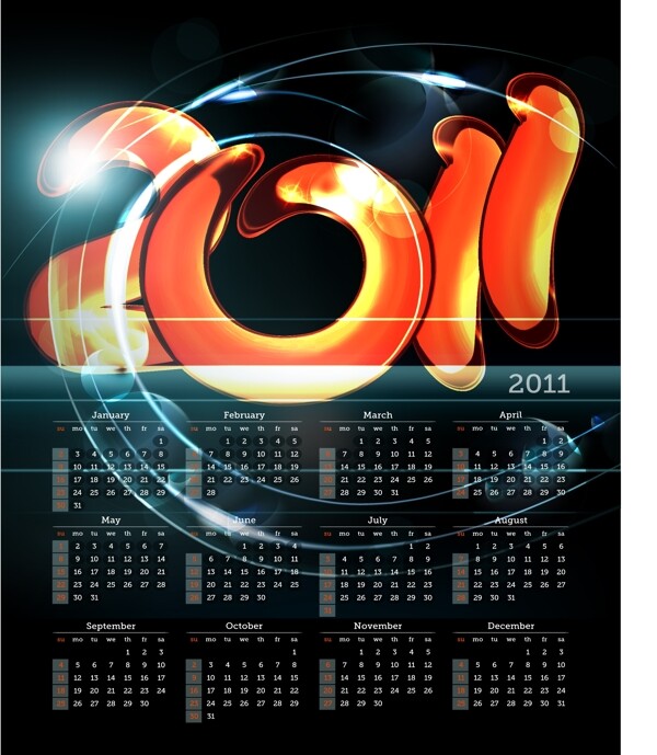 2011日历模板图像下载