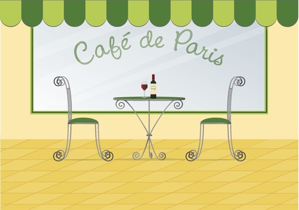 一个巴黎街头咖啡矢量图像