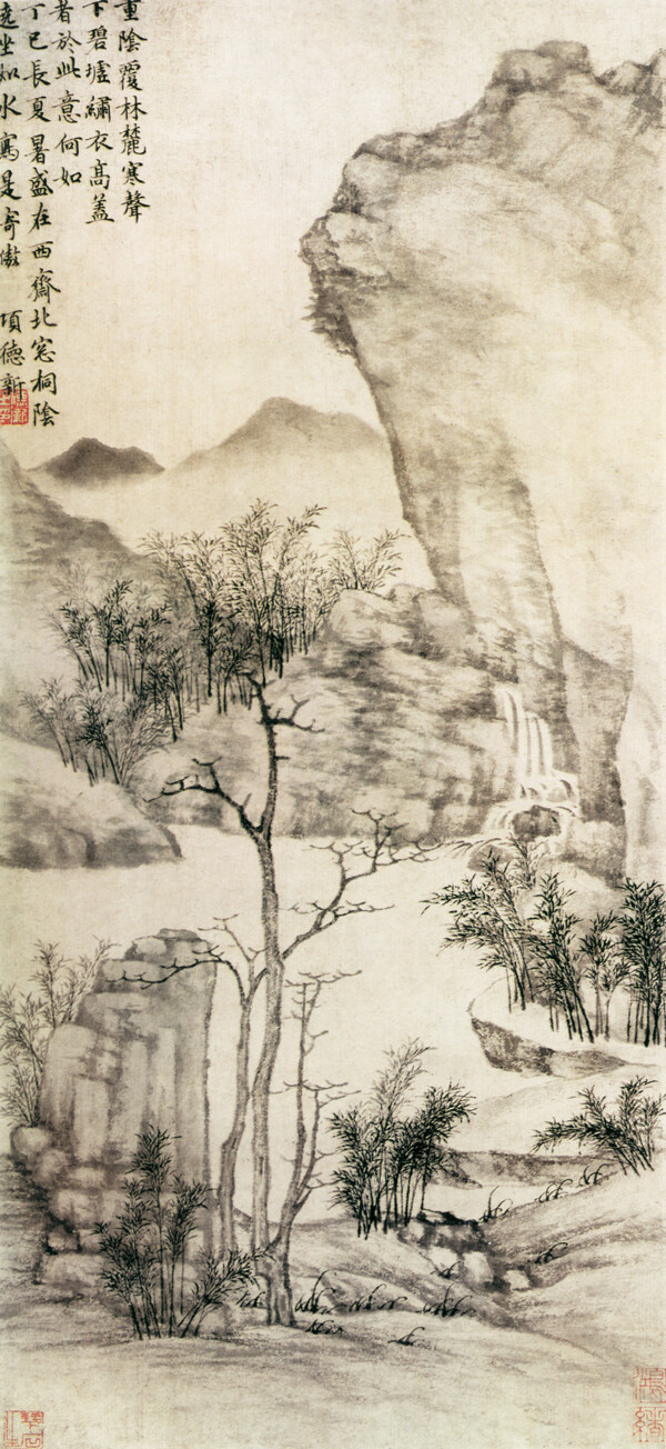 山水名画桐荫寄傲图