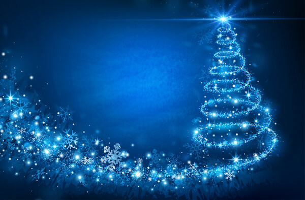高清梦幻蓝色圣诞树背景图片