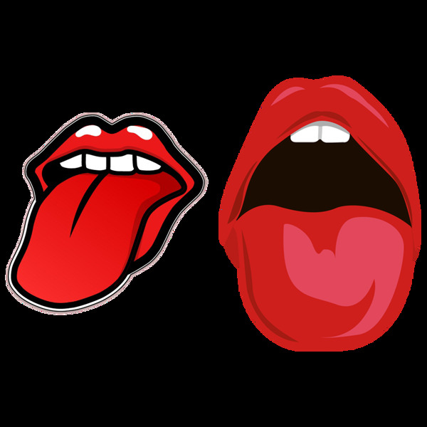 两只红色的舌头免抠png透明图层素材