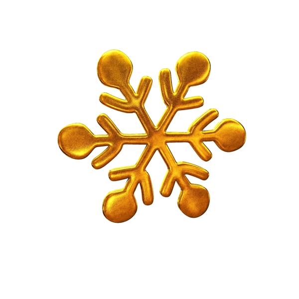 金色立体金属圣诞装饰雪花可商用元素