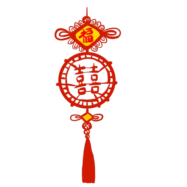 红色手绘卡通中国结装饰