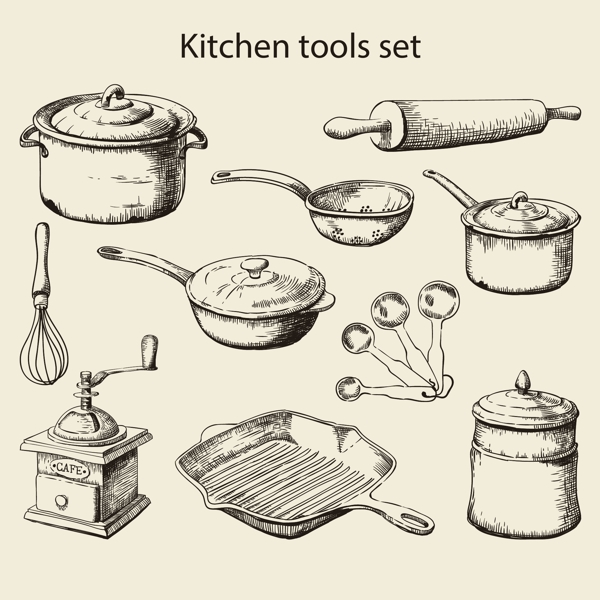 手绘厨房工具套装