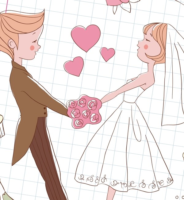 婚礼的心画插画