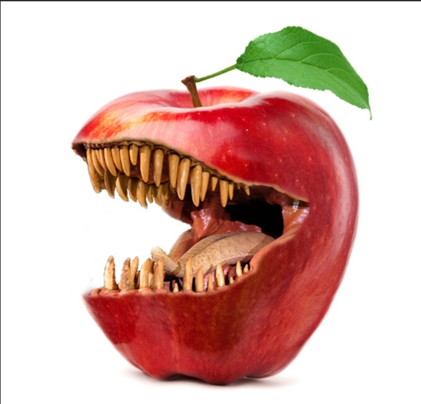 有恐龙牙齿的苹果图片