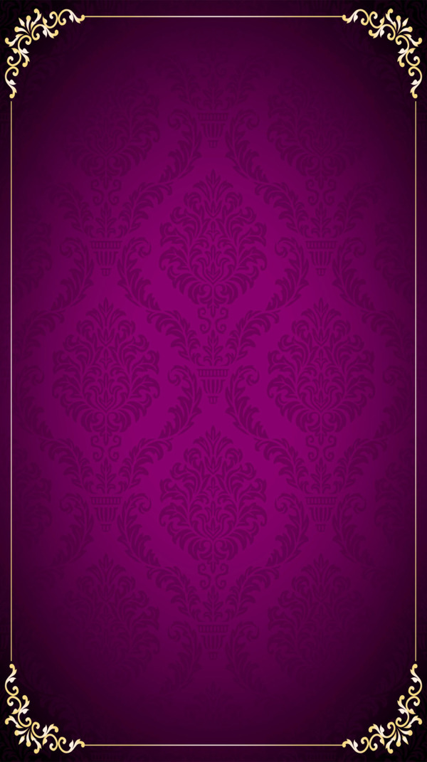 欧式花纹边框紫底H5背景素材