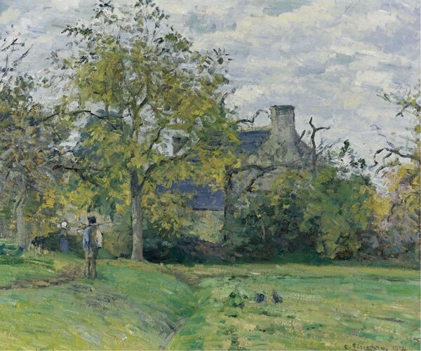 CamillePissarroTheHouseofPietteatMontfoucault1874画家风景画静物油画建筑油画装饰画