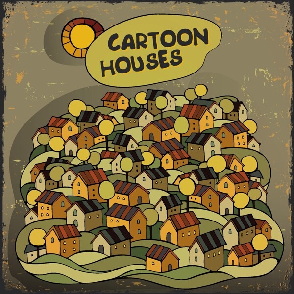 有趣的卡通房子设计矢量图03