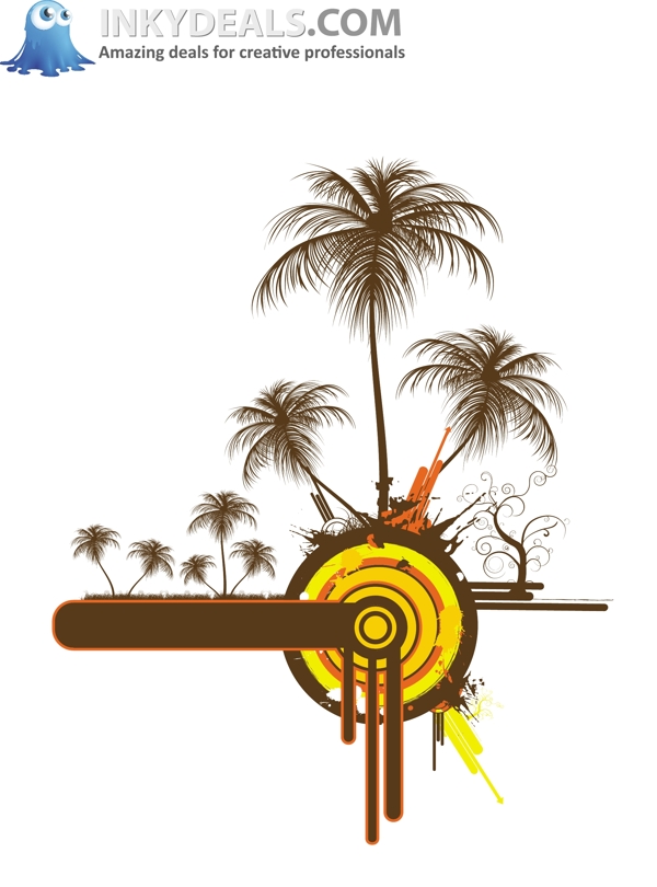 季节性棕色树列元素插图背景