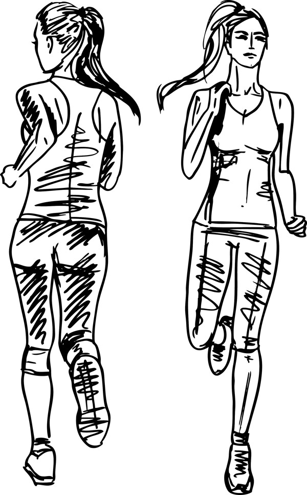 女子马拉松运动员素描