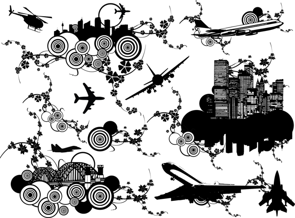 城市飞机剪影
