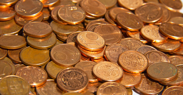 平铺的欧元硬币图片