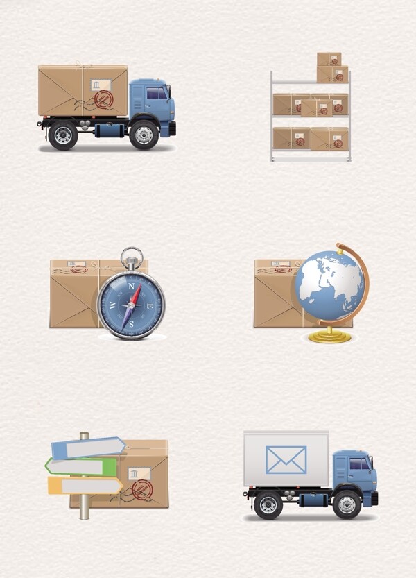小清新现代货物运输物流图标元素