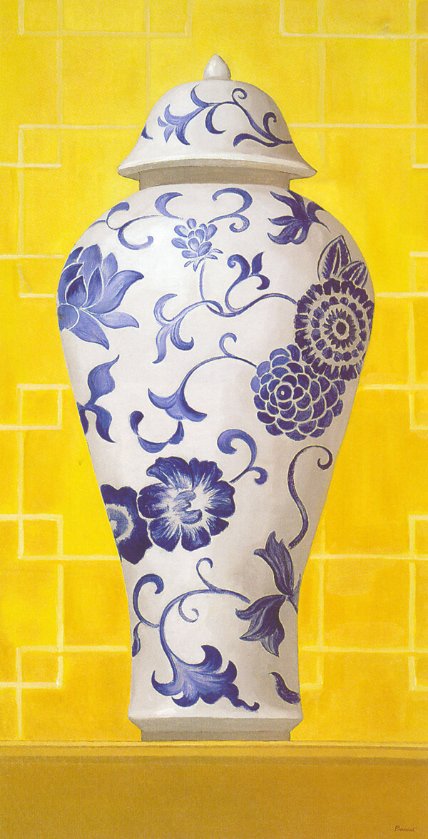 静物青花瓷瓶图片