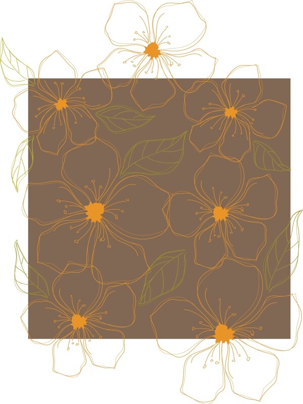 褐色背景花卉印花图案