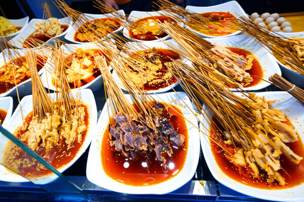 火锅串串美食食材背景素材图片