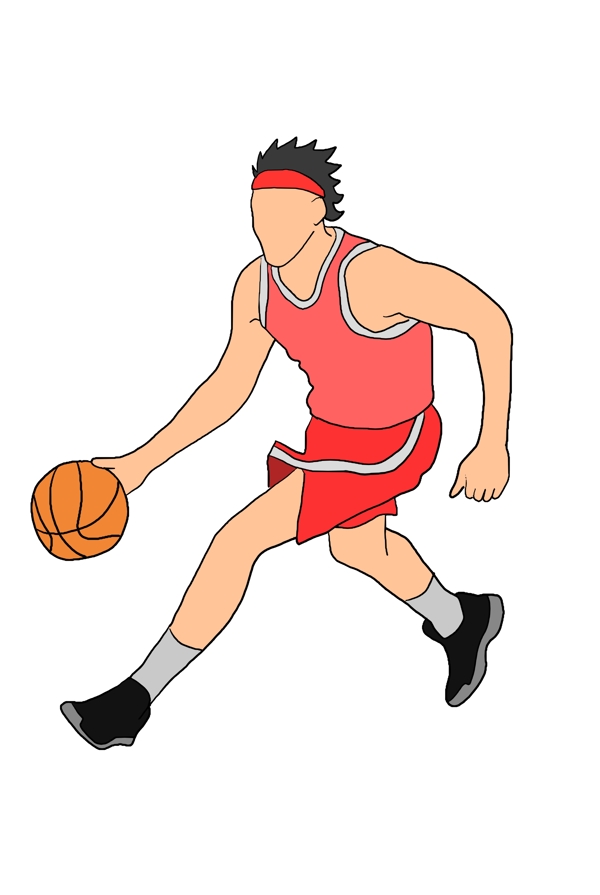 打篮球的男孩卡通插画