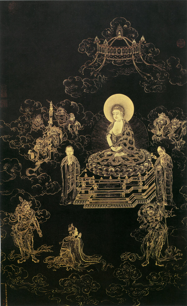 古代佛教人物油画图片