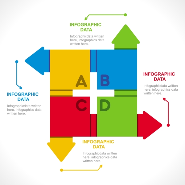 彩色拼接方块箭头图表