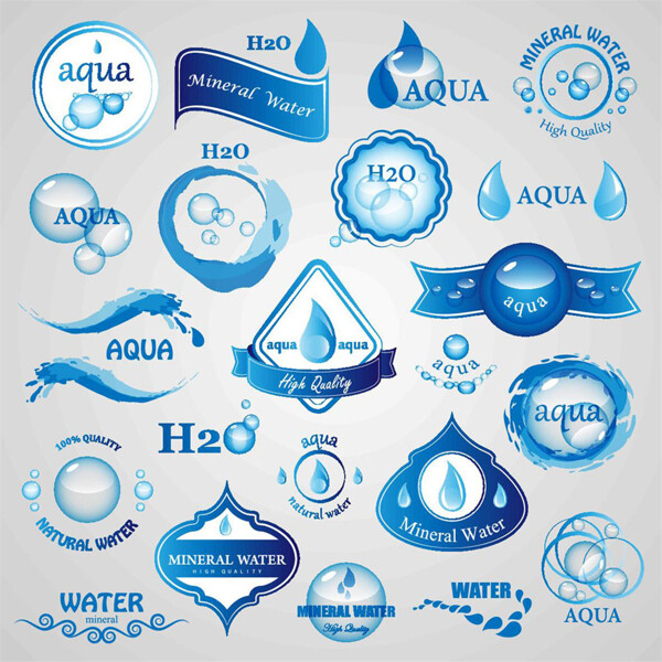蓝色水滴标签设计图片