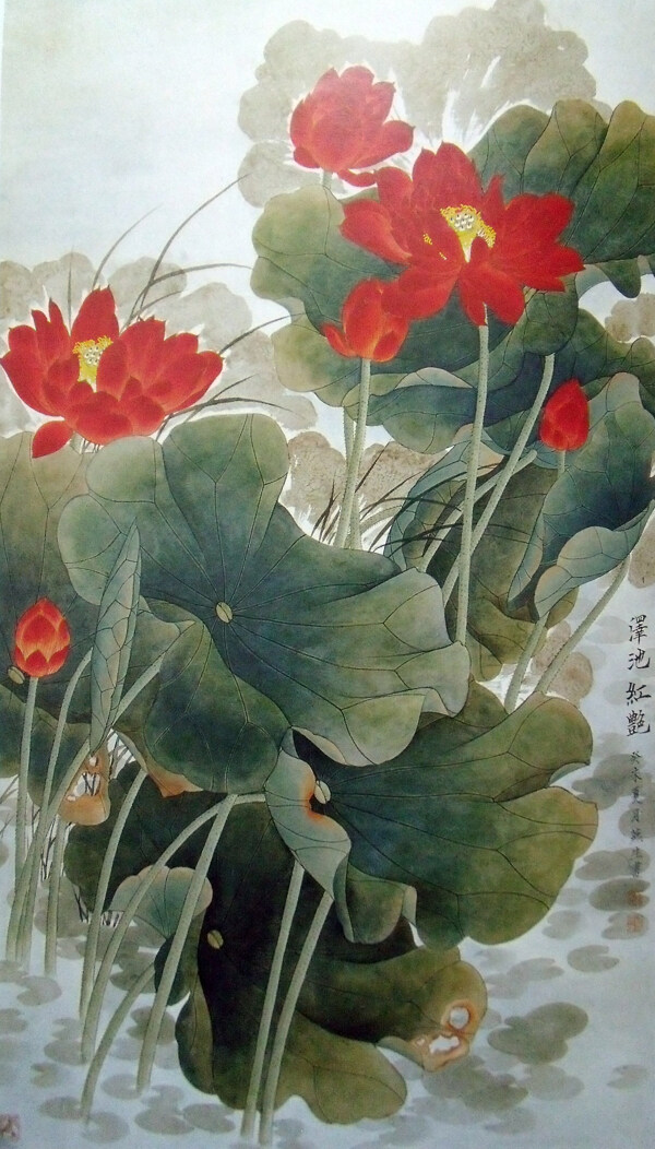 国画红花图片