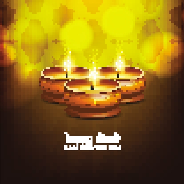 三现实的蜡烛在黄色背景上的排灯节