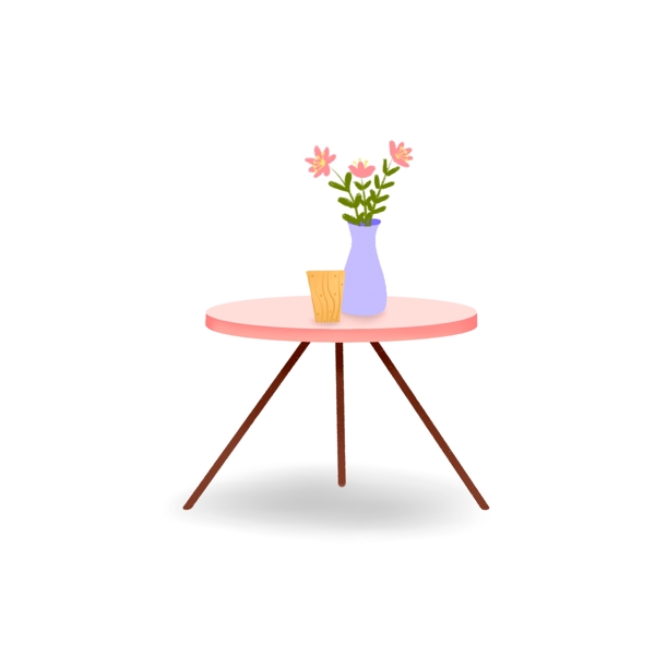 粉色桌子上的花瓶设计可商用元素
