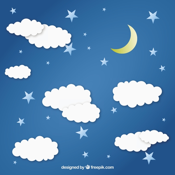 云和月亮背景和星星