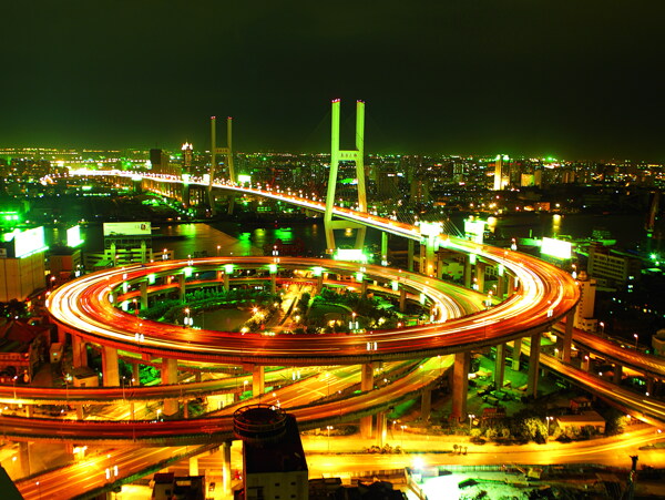 城市高架桥夜景图片