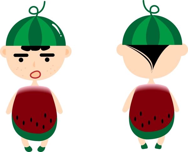 可爱西瓜男孩卡通水果素材