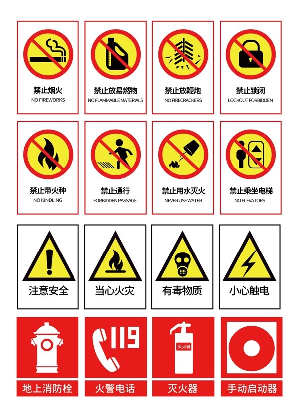 消防安全标识消防图标