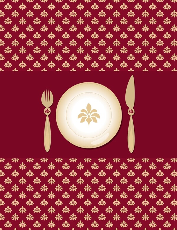 无缝古典花纹底纹西餐厅菜单封面设计图片