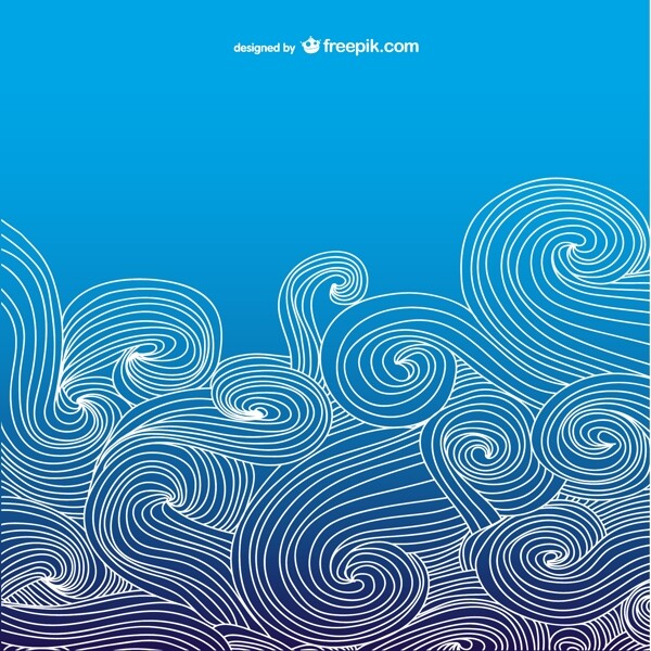 蓝色海洋波浪形背景